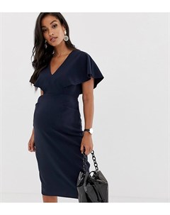 Темно синее платье футляр миди с рукавами клеш ASOS DESIGN Maternity Asos maternity