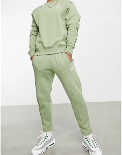 Масляно зеленые флисовые джоггеры суженного книзу кроя Club Nike