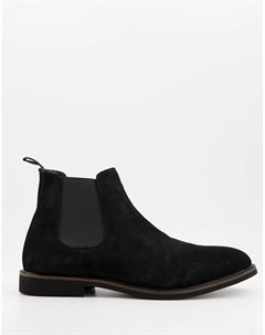 Черные замшевые ботинки челси в стиле casual Silver street