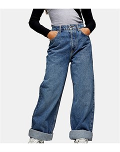Синие джинсы oversized в винтажном стиле Topshop petite