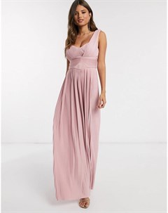 Розовое плиссированное платье макси premium Asos design