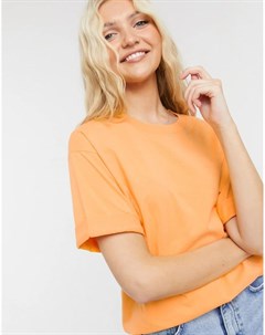Оранжевая свободная футболка с отворотами на рукавах Asos design