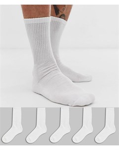 Набор из 5 пар белых носков New look