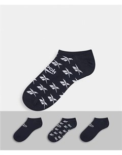 Набор из 3 пар коротких черных носков с логотипом Reebok