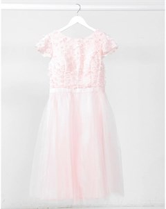 Фактурное платье миди розового цвета Chi chi london