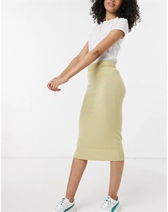 Трикотажная юбка миди бежевого цвета от комплекта Y.a.s