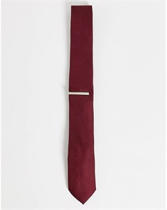 Бордовый галстук с зажимом Topman