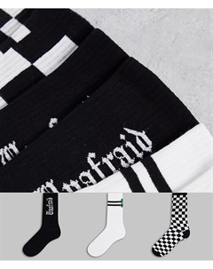Набор из 3 пар носков черного и белого цвета Bershka