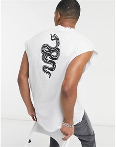 Белая майка в стиле oversized с принтом змеи на спине Asos design