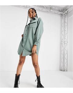 Платье рубашка цвета хаки со стеганым карманом Missguided tall