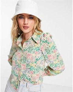 Разноцветная блузка с цветочным принтом из переработанных материалов Nala Monki