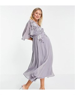 Платье макси с кейпом и вышивкой ASOS DESIGN Maternity Asos maternity