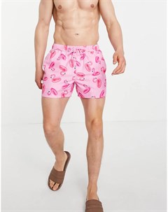 Короткие шорты для плавания с принтом фламинго Asos design