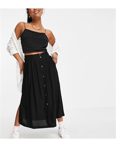 Черная юбка миди на пуговицах с глубокими карманами ASOS DESIGN Petite Asos petite