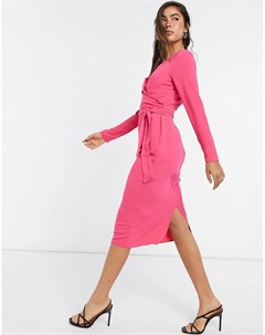 Ярко розовое платье футляр миди Asos design