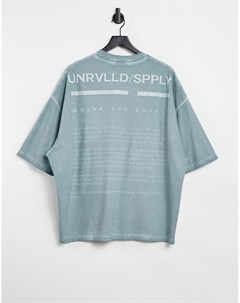 Светло голубая выбеленная футболка в стиле oversized Asos unrvlld spply