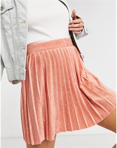 Плиссированная махровая мини юбка розоватого цвета Asos design