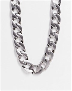 Серебристое очень массивное ожерелье цепочка с матовым эффектом Asos design