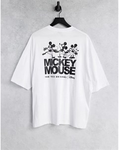 Белая футболка с блестящими принтами Микки Мауса на спине от комплекта Asos design