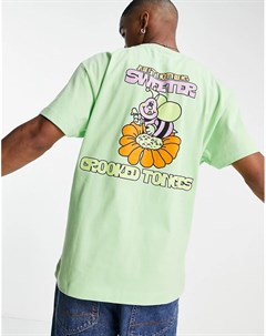 Зеленая футболка с принтом Sweet Bee Crooked tongues