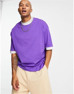 Фиолетовая oversized футболка с серым контрастным кольцом Asos design