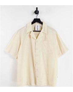 Льняная бежевая рубашка с отложным воротником от комплекта Unisex Collusion