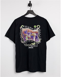 Черная футболка с принтом грибов на спине Vintage supply