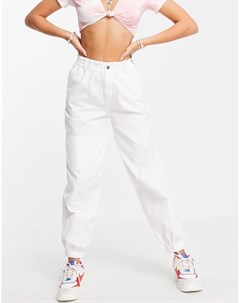 Белые брюки с манжетами в утилитарном стиле Topshop