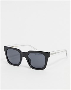 Квадратные солнцезащитные очки унисекс в стиле 70 х в черной оправе с прозрачными дужками Nancy A.kjaerbede