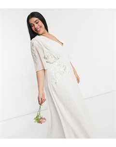 Свадебное платье макси цвета слоновой кости с глубоким вырезом Hope & ivy plus