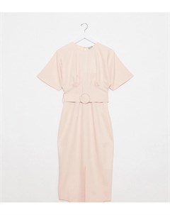 Розовое платье миди с поясом ASOS DESIGN Tall Asos tall
