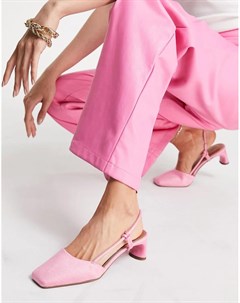 Розовые туфли на среднем каблуке с ремешком на пятке Sabrina Asos design
