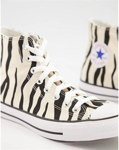 Черные высокие кроссовки с зебровым принтом Chuck Taylor All Star Hi Archive Print Zebra Converse