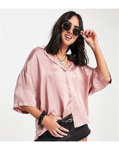 Нежно розовая атласная рубашка с короткими рукавами Harlow Ghost