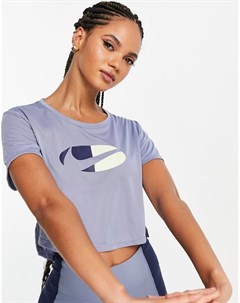 Синяя футболка с короткими рукавами и логотипом в стиле колор блок One Nike training