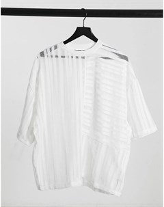 Белая футболка oversized из сетчатого материала с рукавами до локтя Asos design