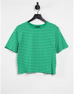 Свободная зеленая футболка в полоску New look