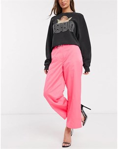 Розовые атласные расклешенные брюки Asos design