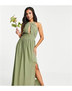 Припудренно зеленое плиссированное платье макси для подружки невесты Tfnc petite
