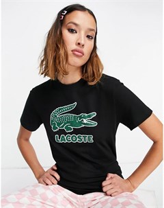 Черная футболка с логотипом в виде крокодила Lacoste