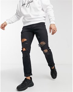 Черные облегающие джинсы из эластичного материала с разрывами на коленях Asos design