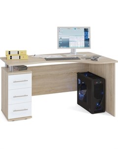 Стол компьютерный КСТ 1400 дуб сонома и белый Шарм-дизайн
