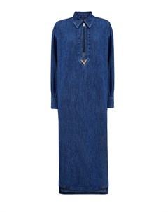 Платье рубашка из легкого денима шамбре с отделкой VGOLD Valentino