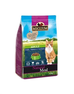 Сухой корм Adult для взрослых кошек с говядиной курицей и овощами 1 5 кг Meglium