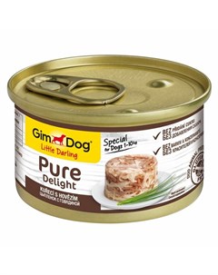 Pure Delight влажный корм для собак мелких и миниатюрных пород из цыпленка с говядиной кусочки в жел Gimdog