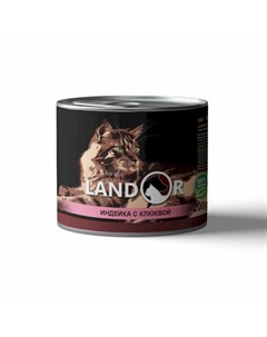 Влажный корм для стерилизованных кошек с индейкой и клюквой в консервах 200 г Landor