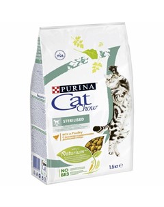 Сухой корм для стерилизованных кошек и кастрированных котов свысоким содержанием домашней птицы 1 5  Cat chow