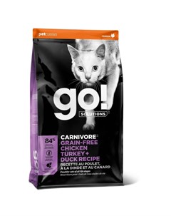Сухой беззерновой корм GO Carnivore GF Chicken Turkey Duck для котят и кошек 4 вида мяса курица инде Go! natural holistic