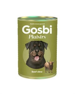Влажный корм Plaisirs для взрослых собак с тушеной говядиной 370 г Gosbi