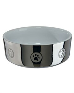 Миска для собак керамическая 0 3 л o12 см серебряно белая с рисунком Trixie